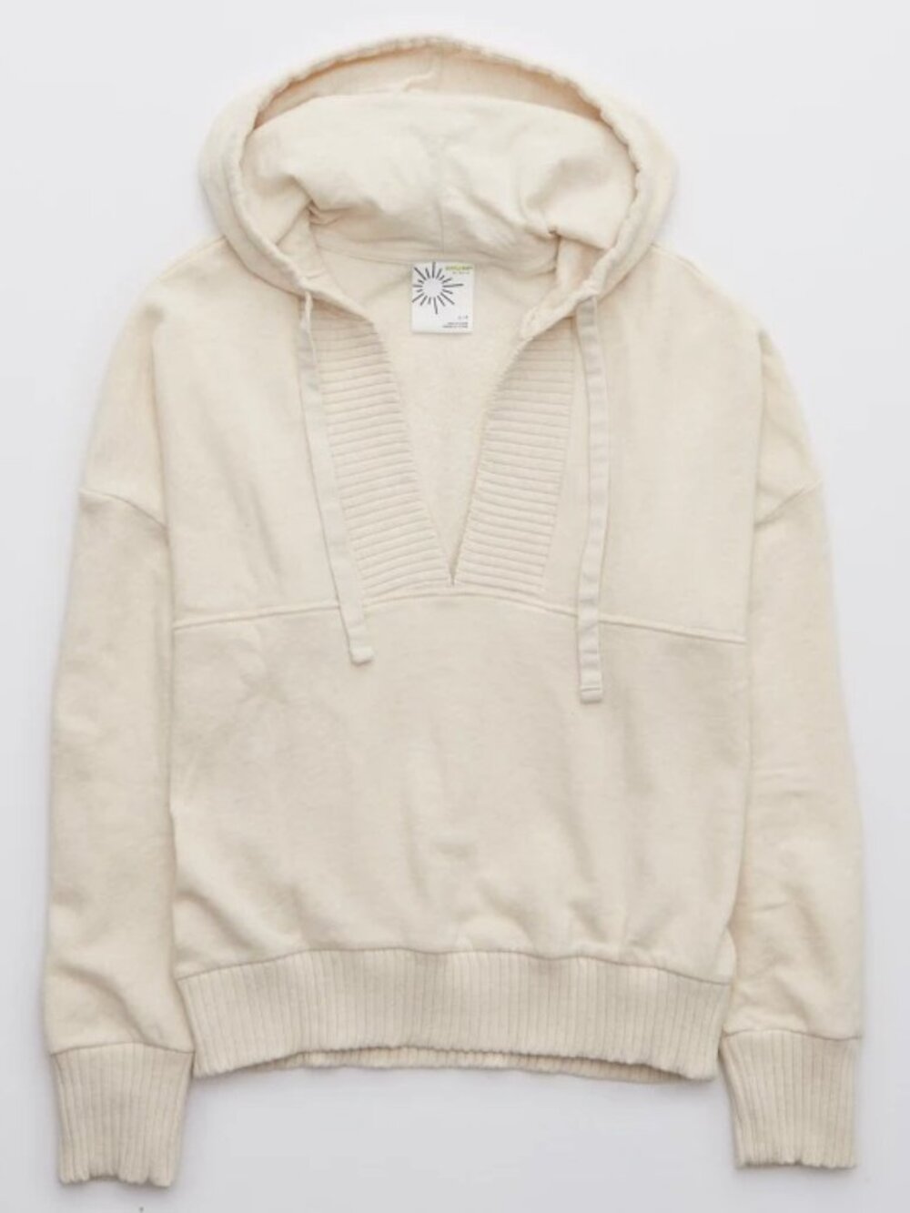 OFFLINE By Aerie Weekend Ribbed Trim Sweatshirt Heather Frost Small #A3475 - Picture 5 of 12